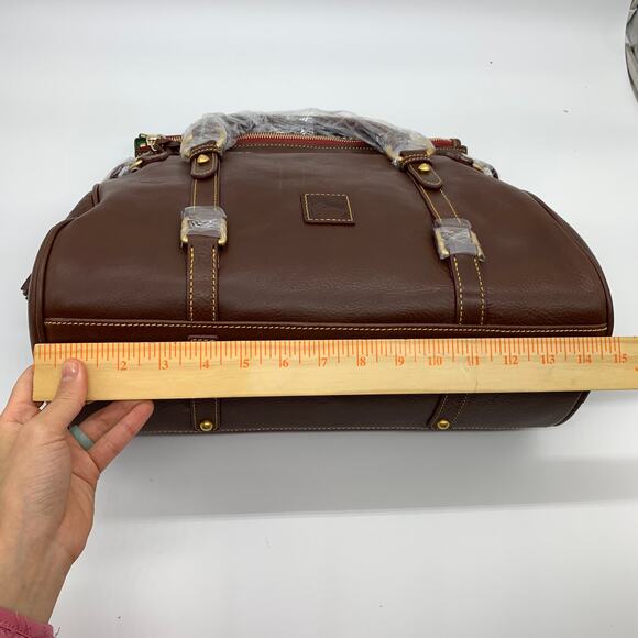 Dooney & Bourke Handbags Florentine Leather Satchel Brown Cheatnut Color - Picture 3 of 16